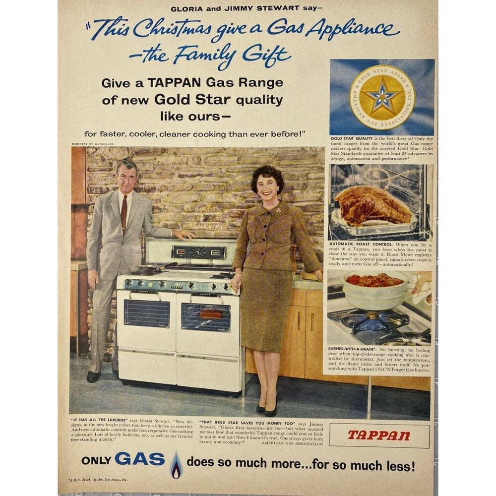 TAPPAN Gas Range "Only Gas Does so Much" Vintage Print Ad 1950's